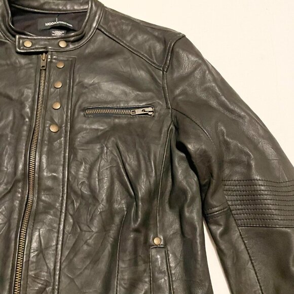 Moda International Womens Leather Jacket Size Medium - Picture 5 of 16
